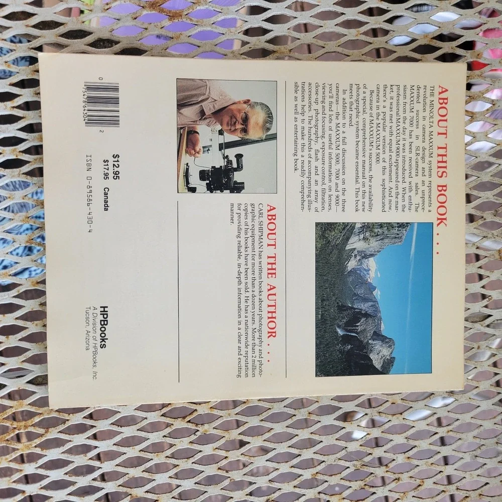 1986 Minolta‎ Maxxum SLR Cameras Complete Handbook 5000 7000 9000 Carl Shipman